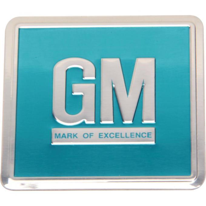 Redline Restomotive® 1964-1967 GM Car & Truck Aqua GM Mark Of Excellence Door Plate, Correct