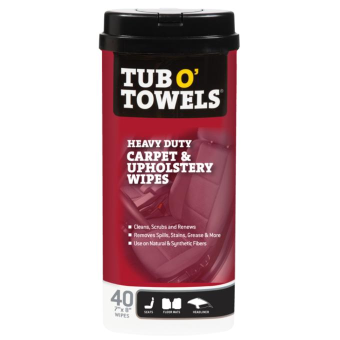 Tub O' Towels Automotive Carpet & Upholstery Wipes, 40-Count