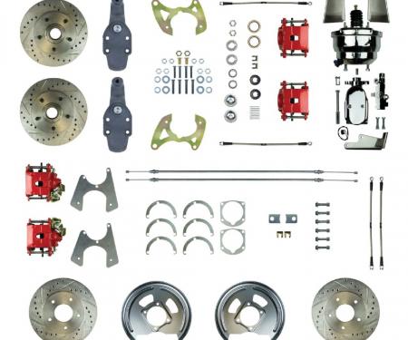 Right Stuff 1965-70 Impala, 2" Drop, 8" Booster, Power 4-Wheel Disc Brake Conversion Kit FSC654DCDZX