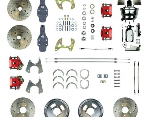 Right Stuff 1965-70 Impala, 2" Drop, 8" Booster, Power 4-Wheel Disc Brake Conversion Kit FSC654DCDZX