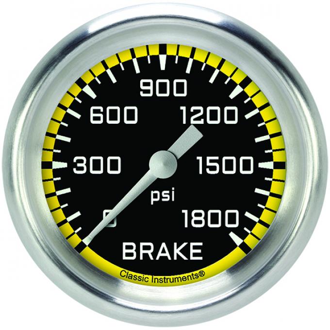 Classic Instruments Autocross Yellow 2 5/8" Brake Pressure Gauge AX367YAPF