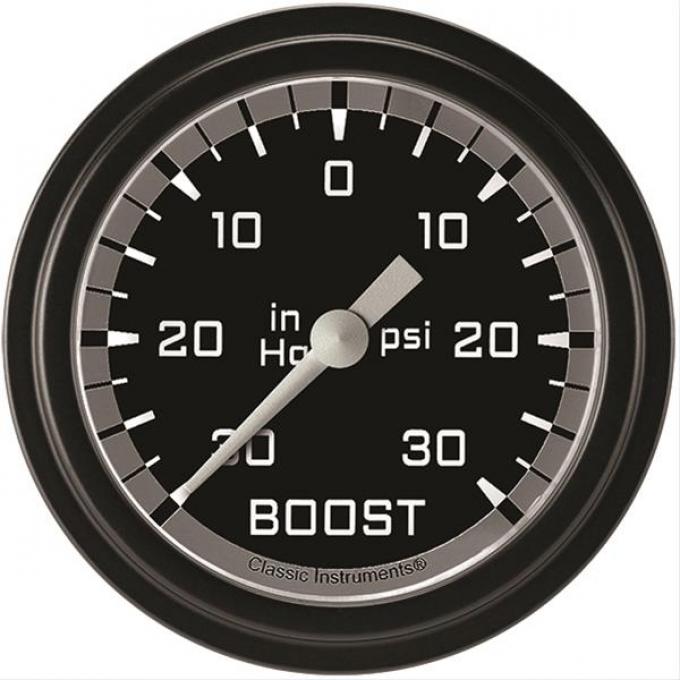 Classic Instruments Autocross Gray 2 5/8" Boost/Vacuum Gauge AX341GBLF