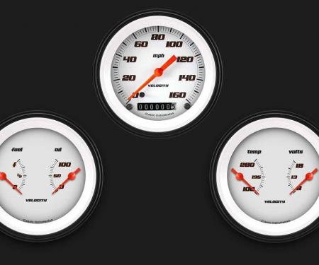 Classic Instruments Velocity White Three Gauge Set VS04WBLF