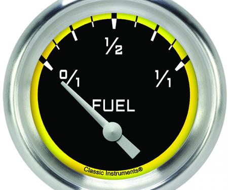 Classic Instruments Autocross Yellow 2 5/8" Fuel Gauge, 0-90 Ohm AX212YAPF