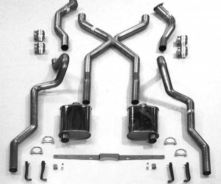 Chevy SCR "X" Turbo Performance Dual 2-1/2" Exhaust System,For Use With 3/4 Length Shorty Headers, Stainless Steel, Small Block, 1955-1957