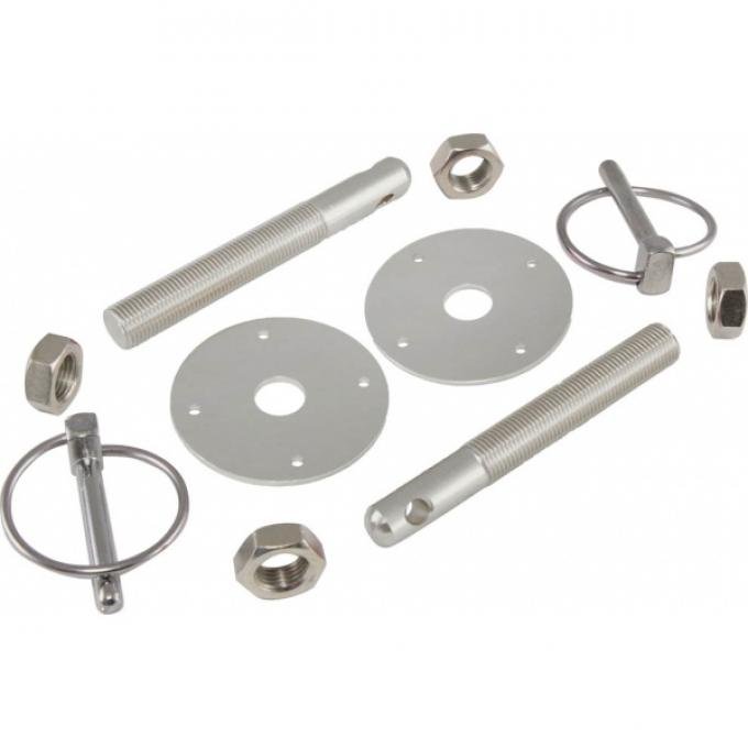 Aluminum Hood Pin Kit, Silver