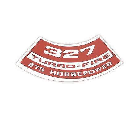 Full Size Chevy Air Cleaner Decal, Turbo-Fire, 327ci/275hp, 1967-1968
