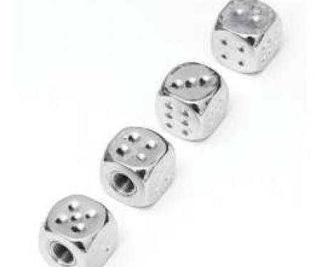 Chevy Valve Stem Caps, Dice, Chrome, 1955-1957