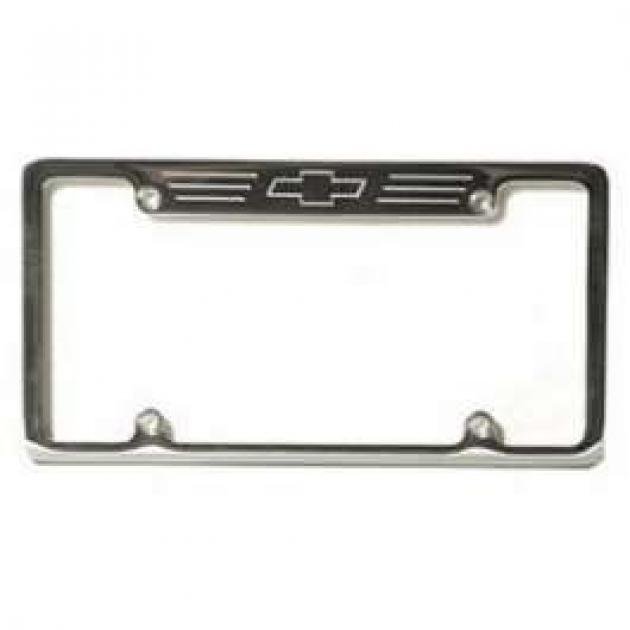 Chevy License Plate Frame, Billet Aluminum, With Bowtie Logo