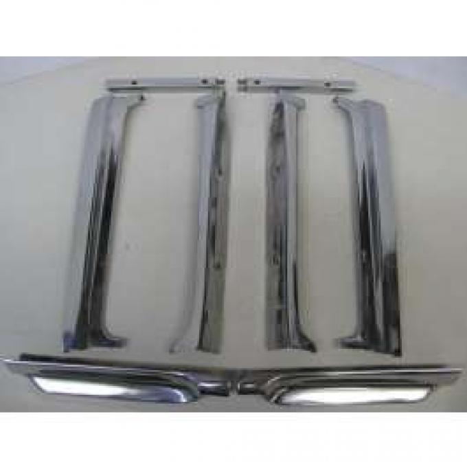 Chevy Vent Window Area Stainless Steel Molding Set, Used, Convertible, 1955