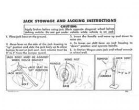 Chevy Jack Stowage & Jacking Instructions Sheet, 1955