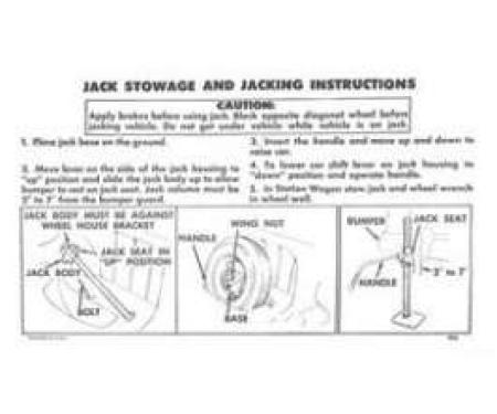 Chevy Jack Stowage & Jacking Instructions Sheet, 1955