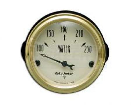 Chevy Custom Water Temperature Gauge, Beige Face, With Black Needle, AutoMeter, 1955-1957