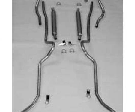 Chevy Aluminized Dual Glasspack 2 Exhaust System, Small Block, Use With Rams Manifolds, Convertible, 1955-1957
