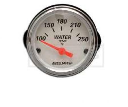 Chevy Custom Water Temperature Gauge, White Face, With Black Numbers & Orange Needle, AutoMeter, 1955-1957