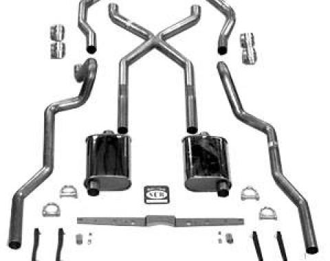 Chevy SCR "X" Turbo Dual 2-1/2" Exhaust System, Use With LS1, LS2, LS3 Or LS6 Engine, Stainless Steel, Non-Wagon, 1955-1957