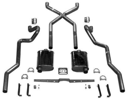 Chevy SCR "X" Turbo Performance Dual 2-1/2" Exhaust System,For Use With Headers, Aluminized, Small Block Or Big Block,1955-1957