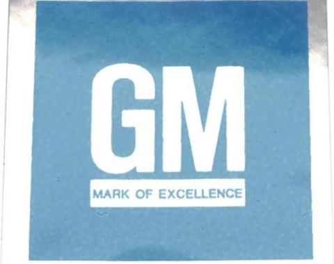 Full Size Chevy Door Decal, GM Mark Of Excellence, 1967Late-1973