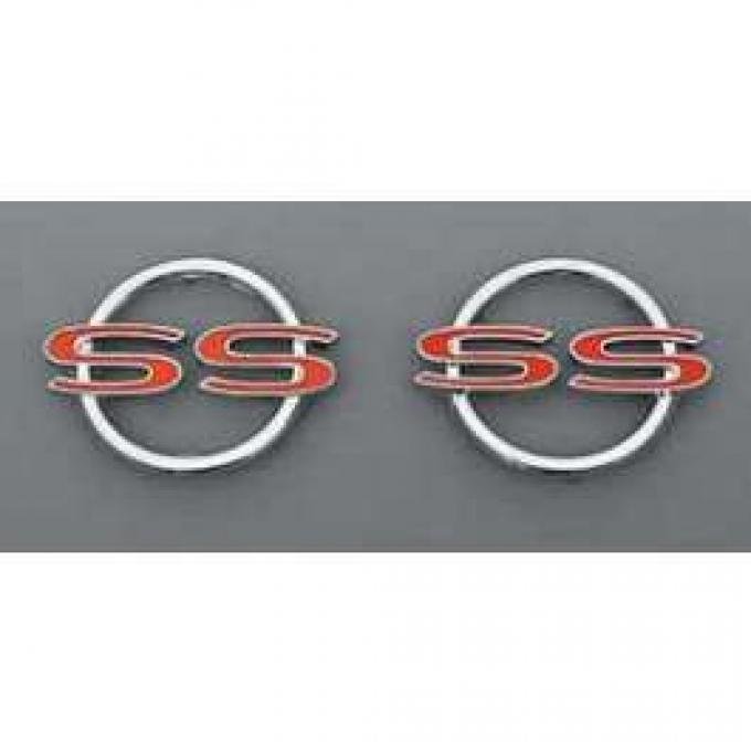 Full Size Chevy Rear Quarter Panel Emblems, Impala SS, 1964