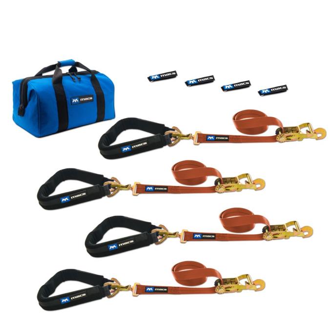 Race Ramps 2 x 8 Pro Pack Premium Tie-Down Strap Kit with 24 Axle Strap, Direct Hook Ends - Orange 518618