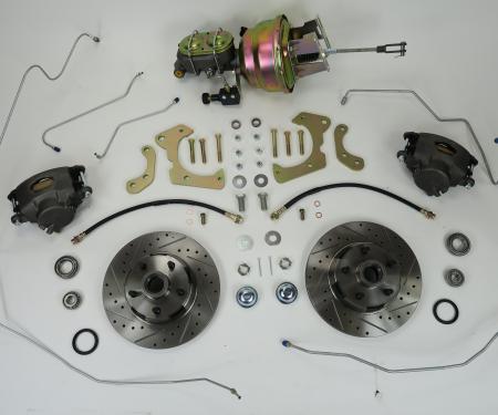 Full Size Chevy Complete Power Disc Brake Kit, With 9 Booster & Standard Steel Lines, 1965-1968