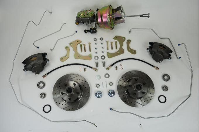 Full Size Chevy Complete Power Disc Brake Kit, With 9 Booster & Standard Steel Lines, 1965-1968