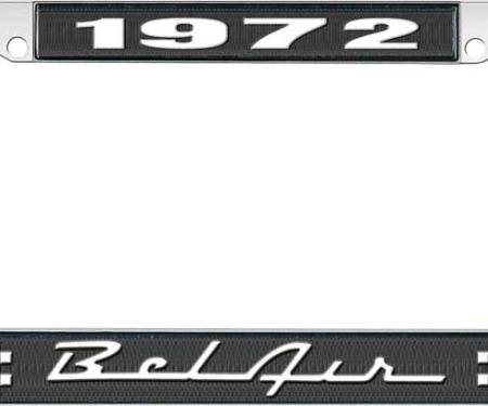 OER 1972 Bel Air Black and Chrome License Plate Frame with White Lettering LF2257201A