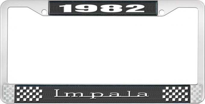 OER 1982 Impala Style #3 Black and Chrome License Plate Frame with White Lettering LF2248203A