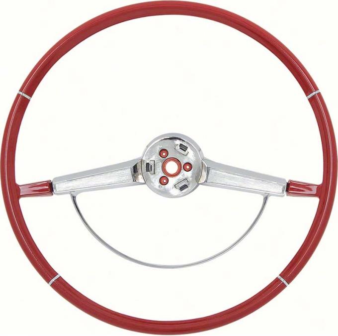 OER 1965-66 Impala Steering Wheel with Chrome Horn Ring - Red 9742431