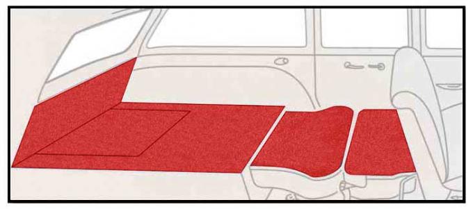 OER 1955-57 Chevrolet 2 Door Station Wagon 5 Piece Torch Red Cut Pile Rear Cargo Area Carpet Set TF117891