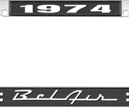 OER 1974 Bel Air Black and Chrome License Plate Frame with White Lettering LF2257401A