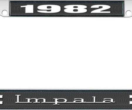 OER 1982 Impala Style #3 Black and Chrome License Plate Frame with White Lettering LF2248203A