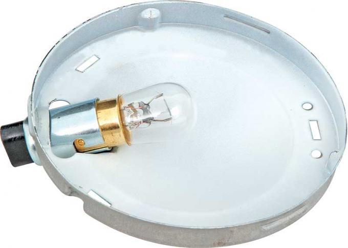 OER 1955-68 Chevrolet, Oldsmobile, Dome Lamp Reflector Base Assembly, with Bulb, Round, Various Models TF125052