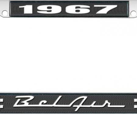 OER 1967 Bel Air Black and Chrome License Plate Frame with White Lettering LF2256701A