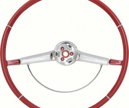 OER 1965-66 Impala Steering Wheel with Chrome Horn Ring - Red 9742431