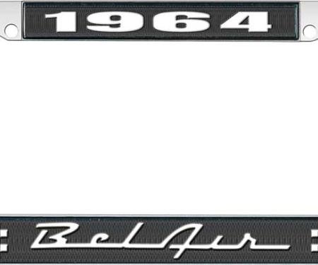 OER 1964 Bel Air Black and Chrome License Plate Frame with White Lettering LF2256401A